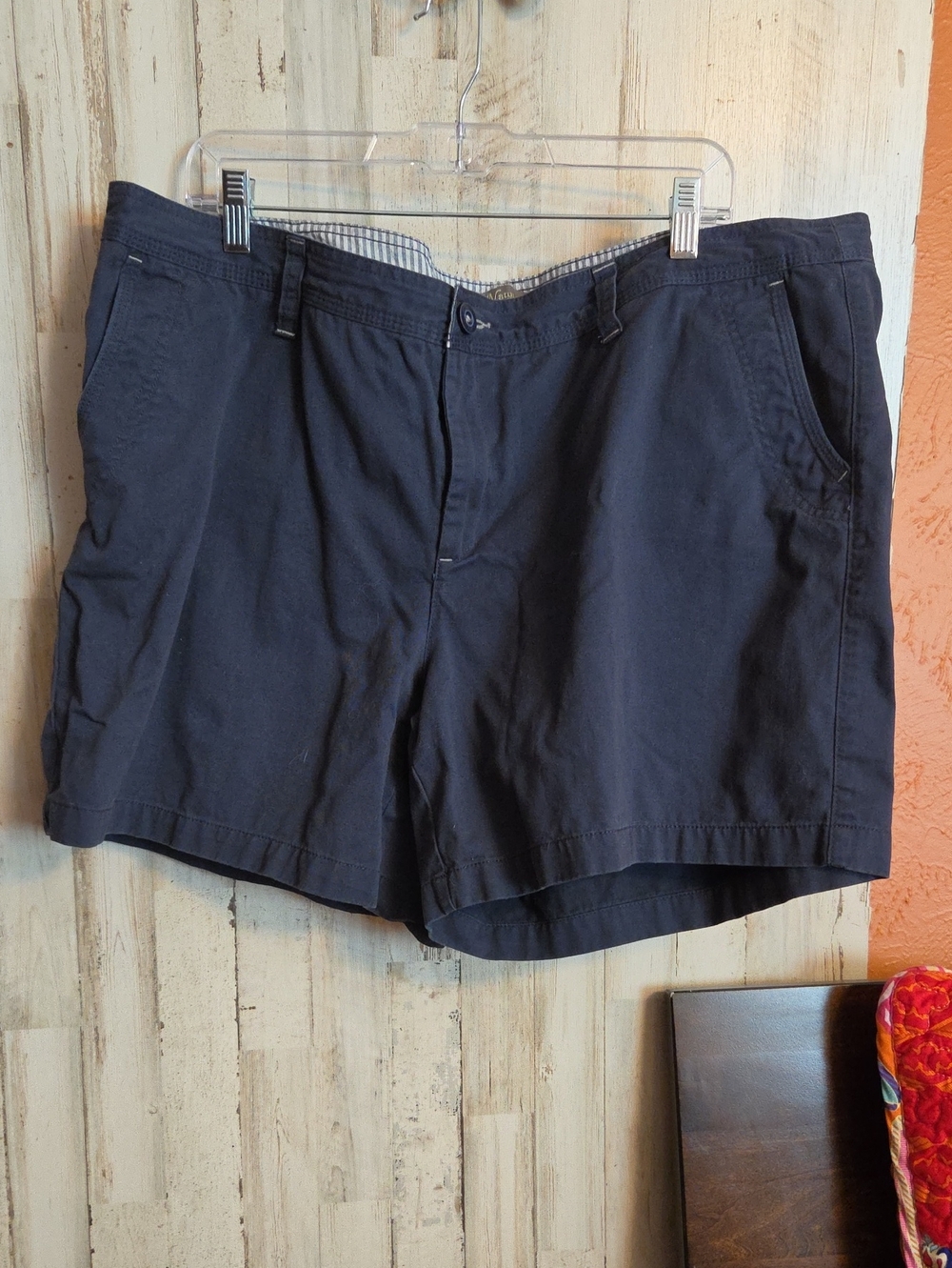 Natural Reflections Navy Flat-Front Cotton Shorts